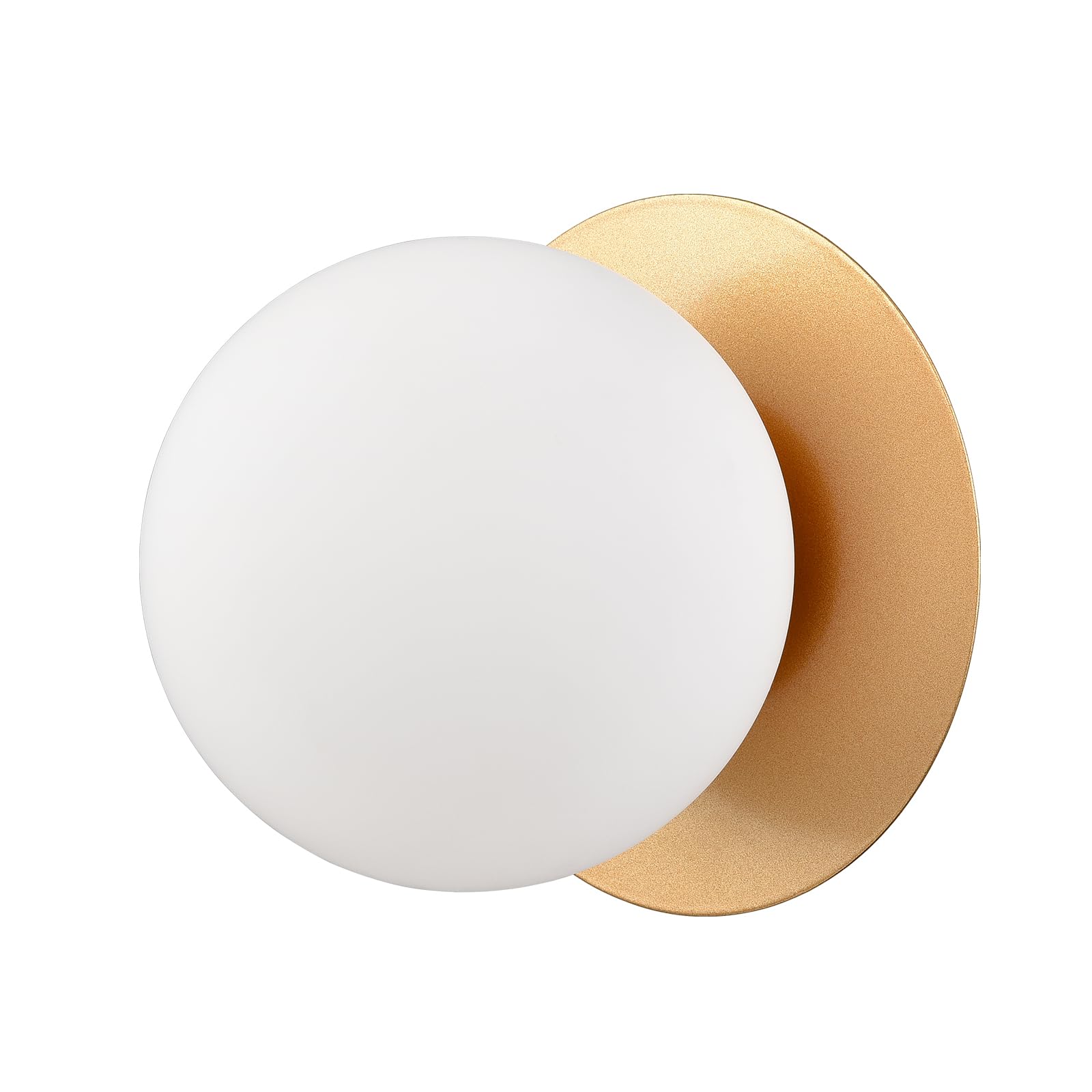 Photo 1 of SHAWNKEY Gold Wall Sconce Modern Wall Light Mid Century Vanity Light 1 Light Brass Ceiling Light for Bathroom Bedroom Hallway Globe White Shade