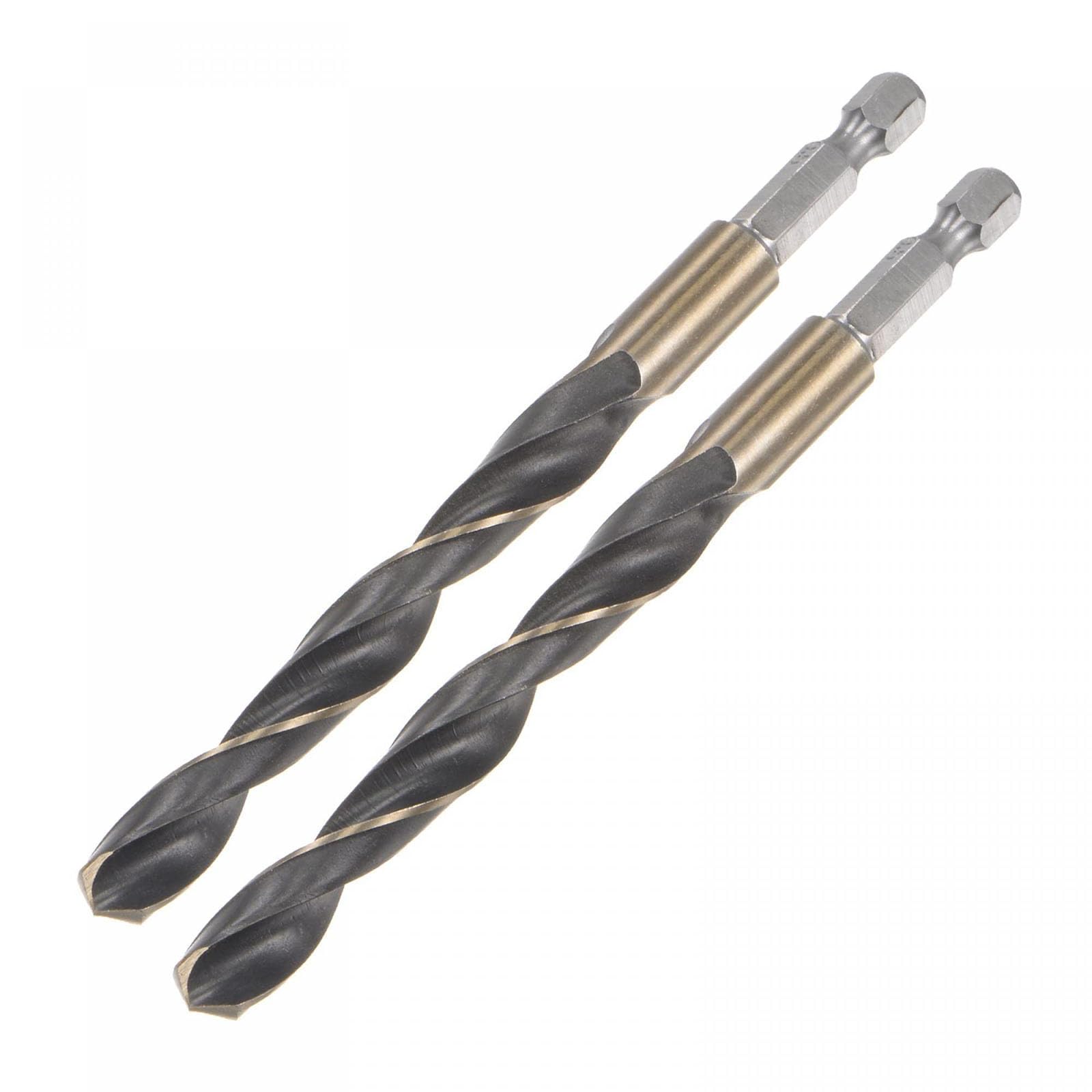 TA-VIGOR 2Pcs 9.5mm Hex Shank Twist Drill Bit Set, 1/4 Inch Shank HSS High Speed Steel Drill Bit Set Quick Change Twist Drill Bits for Woodworking, Plastic and Metal