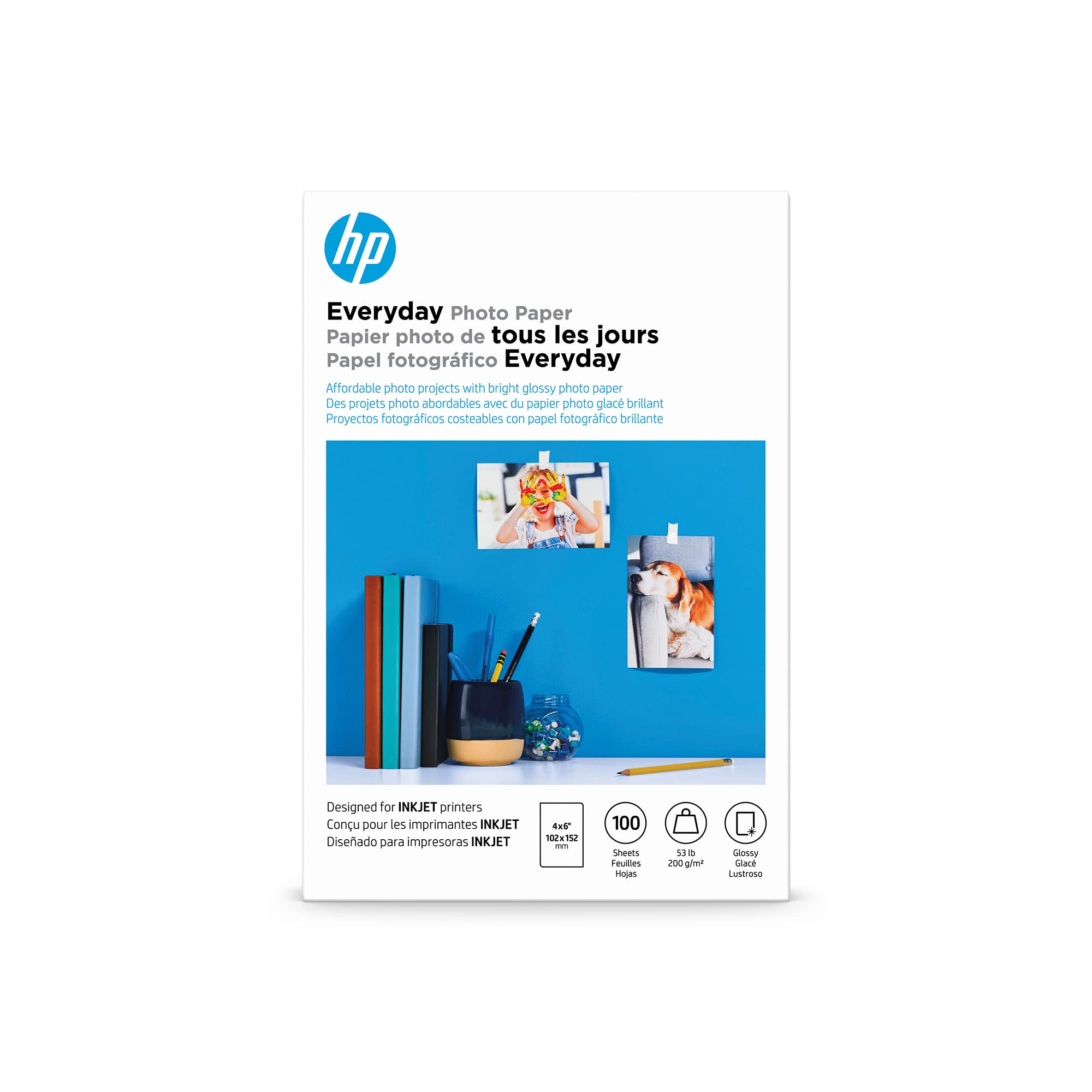 Photo 1 of HP Everyday Photo Paper, Glossy, 4x6 in, 100 sheets (CR759A), Pack of 1