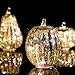 Mercury Glass Pumpkin Light with Timer for Halloween Pumpkin Decorations Fall and Thanksgiving Decor, Sliver,7.5 inches