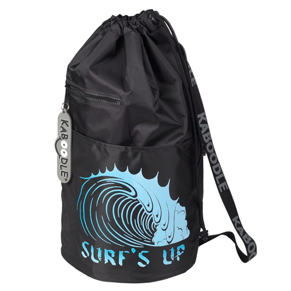 Kaboodle Childrens Waterproof Swim and Sports Bag - Black and Aqua Blue Surf's Up
