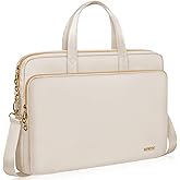 Lausiax Laptop Case Bag Women Men Computer Sleeve Compatible with MacBook/Dell/HP/Acer/ASUS, Waterproof Shoulder Carrying Briefcase, Beige, 15.6-16 Inch