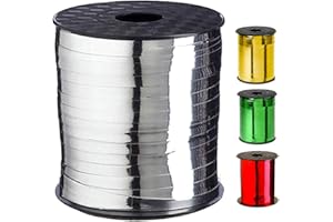 OLYPHAN Holiday Ribbon for Craft Silver Curling Ribbon Metallic Ribbons Shiny & Sparkling Crafts Large 500 Yard Thin New Year Party Celebration Decoration