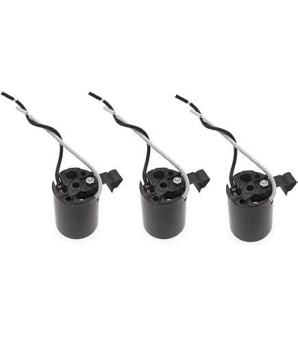 Creative Hobbies ELT5561A Phenolic Lamp Sockets - E26 Medium Base, Keyless With Hickey, Black, Pack Of 6 - View #2