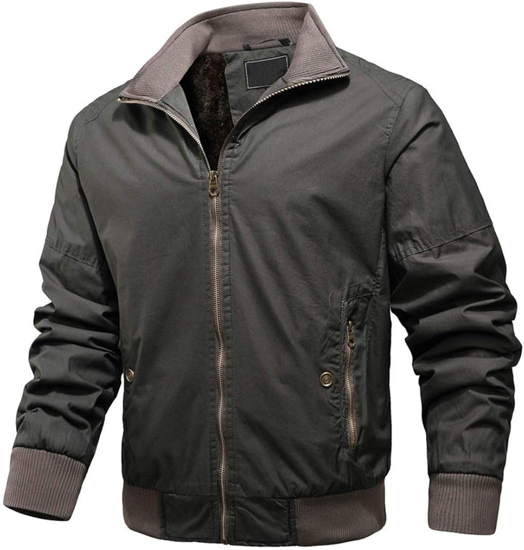 OEAK Mens Zipper Cardigan Hoodless Waterproof Jacket Warm Winter