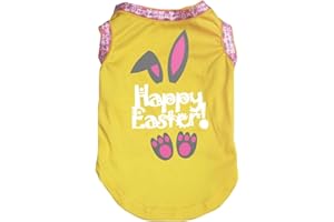 Petitebella Happy Easter Bunny Ears Feet Puppy Dog Shirt (Yellow, Large)
