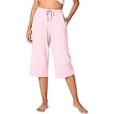 WiWi Bamboo Viscose Capri Pants for Women Wide Leg Pajama Super Soft Knit Lounge Sleep Cooling Pj Bottoms S-XXL