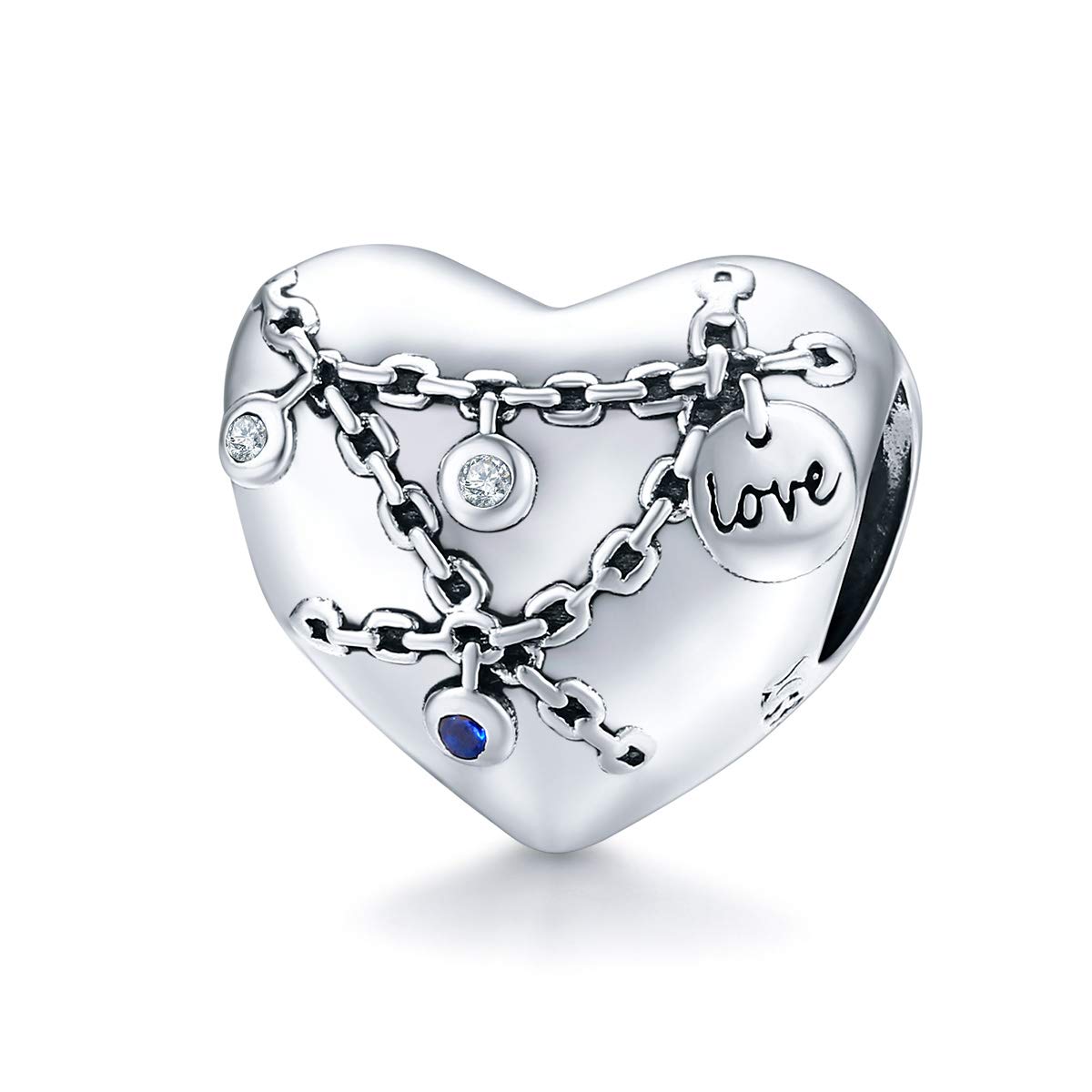 Bijoux Blu 925 Sterling Silver Enamel Heart with Link Charm for Origianl Silver Snake Bracelet Link Fine Jewellery Making