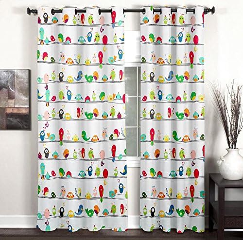 HOMEC Kids Collection - Girls Boys Kids Baby Room Classroom Decor Collection, Africa America Penguins Ocean Animals, Window Treatments for Kids Bedroom - Single Curtain in Size - 46 X 84 inch (1 Piece)