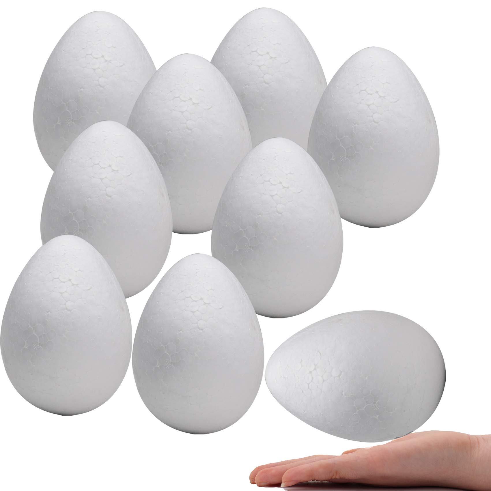 Crafare 6 Inch 9 Pack White Craft Foam Eggs Smooth for Spring Valentine ...