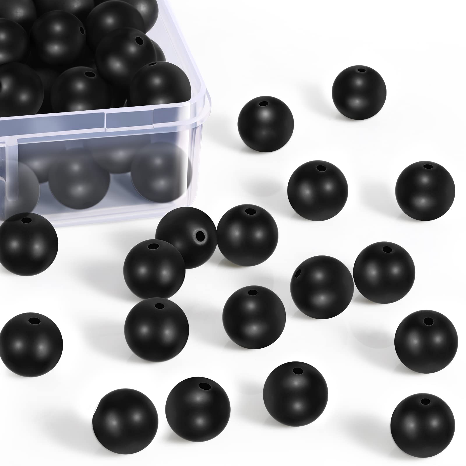Photo 1 of Ecally 300 Pieces Black Matte Onyx Beads Natural Black Agate Round Frosted Onyx Gemstone Loose Beads for Bracelet Necklace Jewelry DIY Making(10 mm)