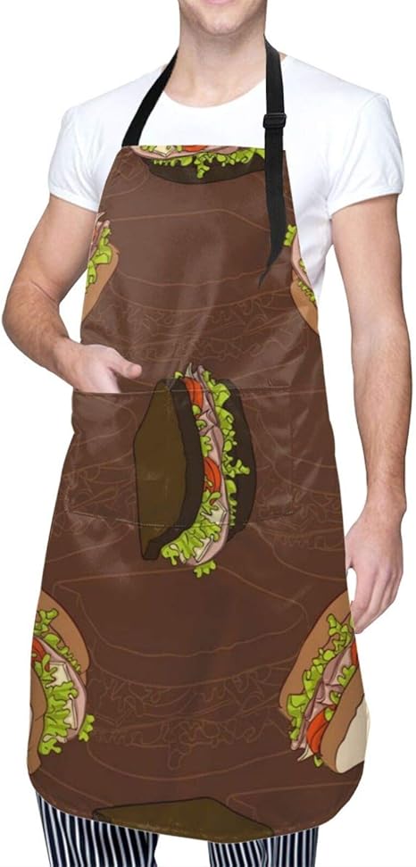 Amazon 種類のサンドイッチエプロン おしゃれ 男女兼用 撥水 防汚 料理キッチン 調節可能な耐久性 ター かわいい プリント エプロンポケット付 エプロン エプロン オンライン通販