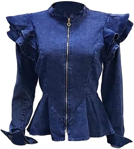 plus size ruffle denim jacket