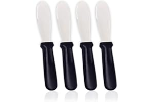 AnapoliZ Butter Spreader Knives | 4 PCS Wide Blade Stainless Steel Spreader Knife | Black Plastic Handle Spreading Knives | Sandwich Condiment Spreader | Bread Knives Set of 4 | Soft Cheese Spreader