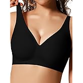 COCOMARTS Jelly Bras for Women No Underwire Seamless Push Up Comfortable Tshirt Everyday Deep V Bra with Support and Lift