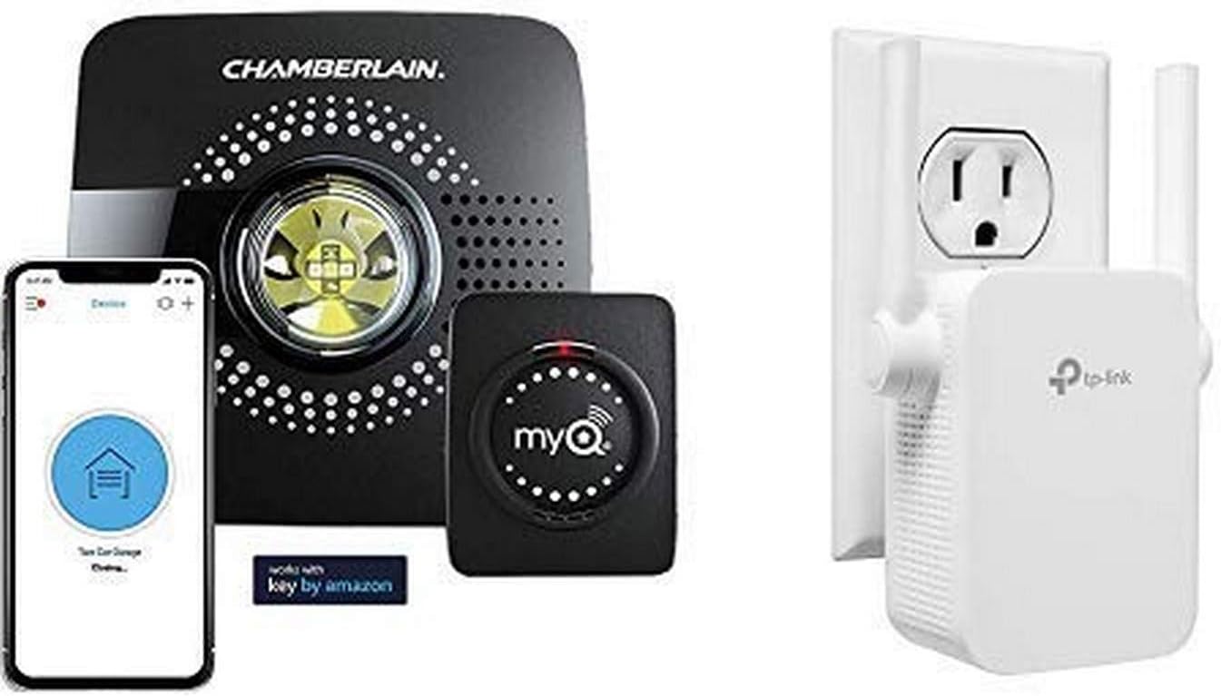 myQ Smart Garage Door Opener Chamberlain MYQ-G0301 - Wireless with N300 WiFi Range Extender, Up to 300Mbps, WiFi Extender, Repeater, External Antennas & Compact Designed Internet Booster