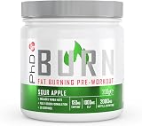 PhD Burn Pre Workout Powder with L Carnitine 20 Servings Sour Apple 200g view 1