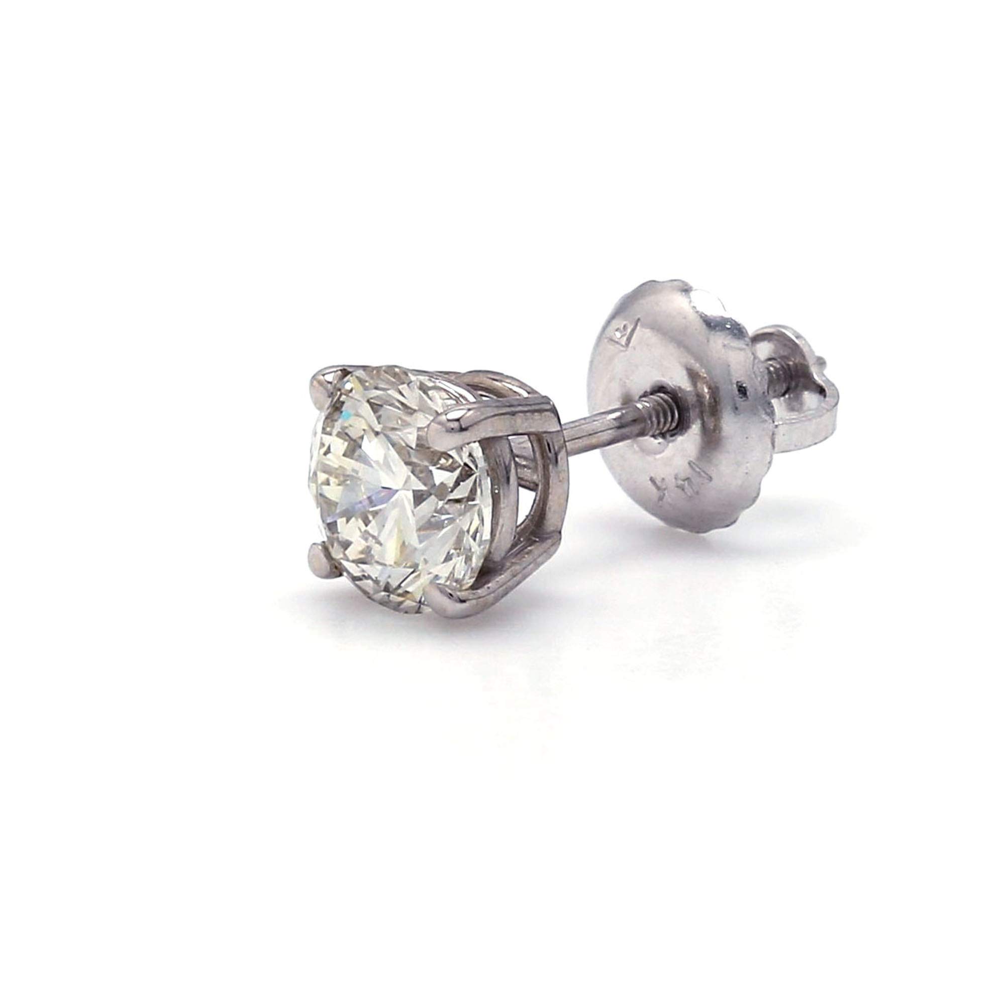 New World Diamonds Single Stud 14k Gold Earring 0.40 Carat Lab Created Diamond for Men or Women