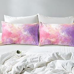Pink Tie Dye Comforter Set, Marble Art Bedding for