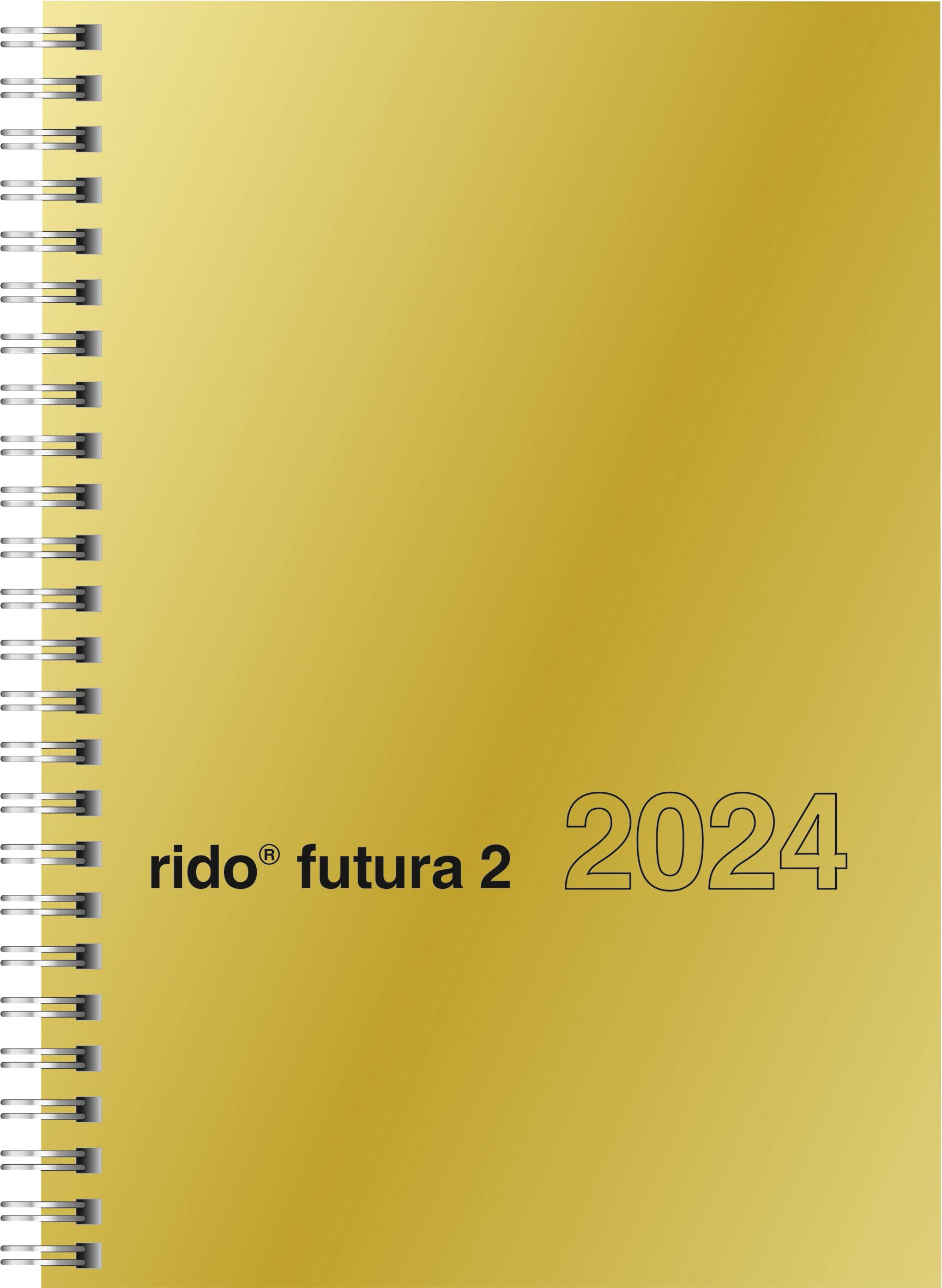 rido/idé Weekly calendar model futura 2 2024, 2 pages = 1 week, sheet size 14.8 x 20.8 cm, gold