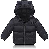 YAGATA Toddler Baby Boys Girls Winter Jackets Coat Light Boy Coats Infant Bear Hoods Puffer Padded Jacket for Little Kids