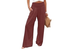 Aboser Wide Leg Pants Woman Casual Cotton Linen Sweatpants High Waist Cargo Pant Baggy Stretchy Lounge Joggers with Pockets
