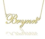 AOLO Brynn Heart Name Necklace 18k Gold Plated