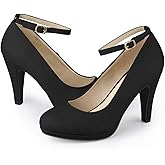 Allegra K Women's Round Toe Stiletto Heels Ankle Strap Pumps