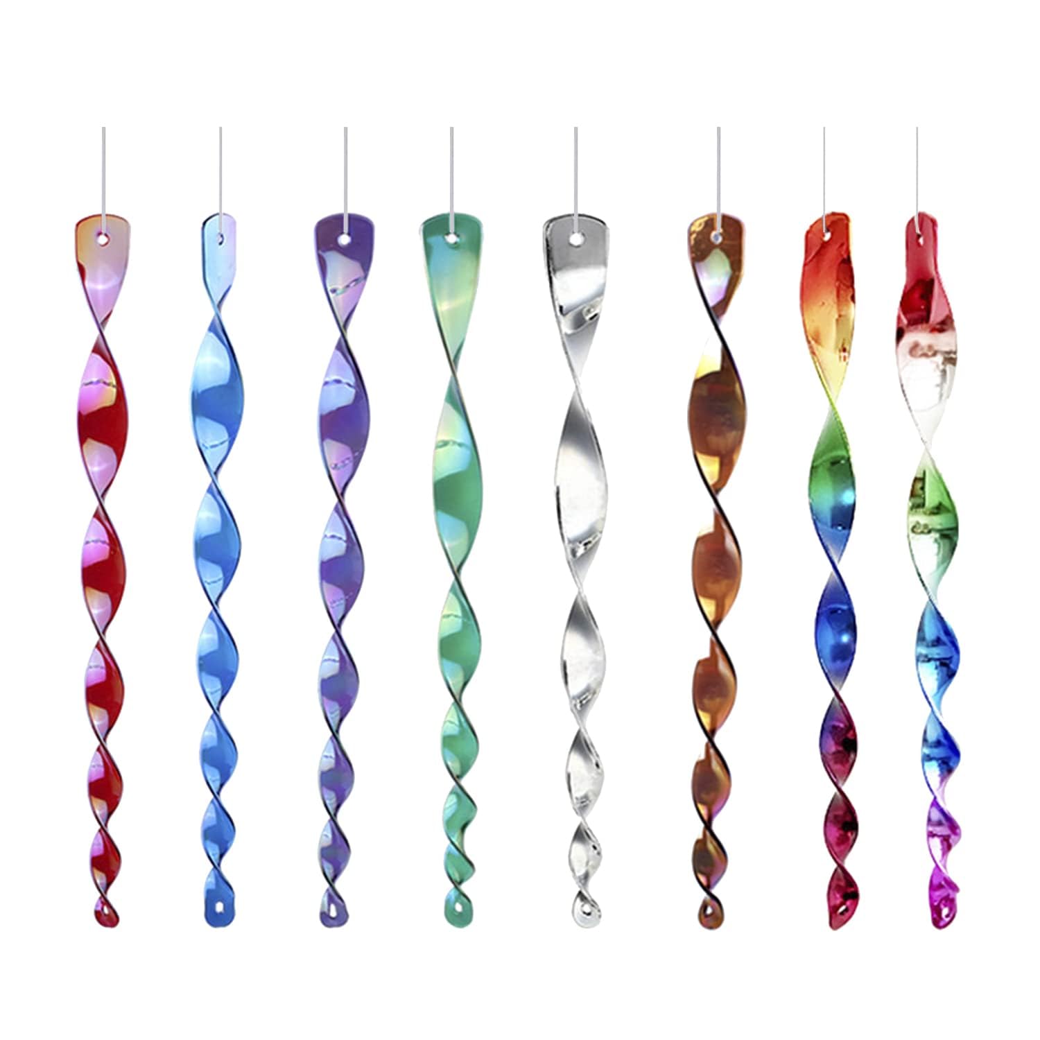 Jagowa 8Pcs Reflective Bird Deterrent Rods, Wind Spiral Hanging Bird Repellent for Balcony Window Garden Patio Farm