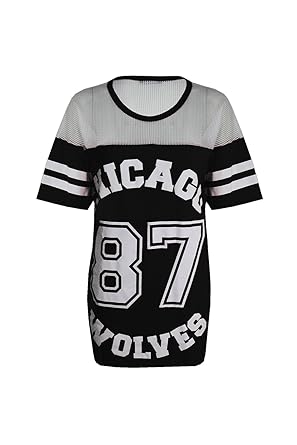 Baseball-T-Shirt für Damen, Chicago Wolves (87), Übergröße, langes Top
