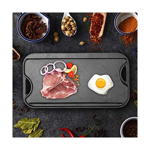 CO-Z 20 Inches Pre-Seasoned Cast Iron Reversible Griddle with Grill Press, Large Nonstick Two Burner Flat Universal… - Image 6