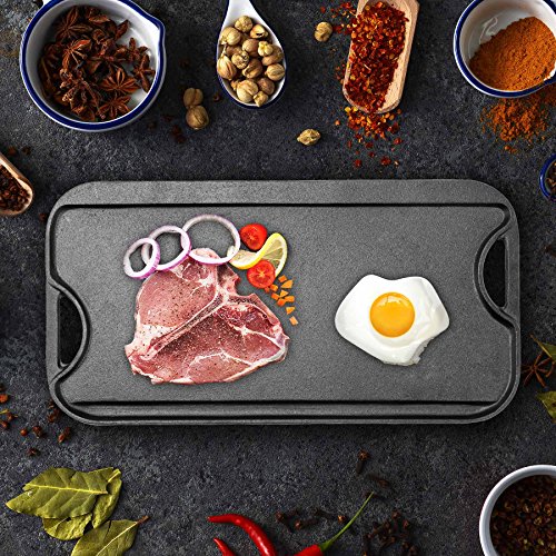 CO-Z 20 Inches Pre-Seasoned Cast Iron Reversible Griddle with Grill Press, Large Nonstick Two Burner Flat Universal… 5 CO-Z 20 Inches Pre-Seasoned Cast Iron Reversible Griddle with Grill Press, Large Nonstick Two Burner Flat Universal… - Image 6