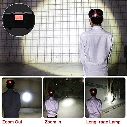LED Cree Headlamp,hardhats 4 Modes 5T6 and Waterproof,Bright, Rechargeable Headlight Flashlight Torch,hat,Helmet Light,for Hiking,camping,running ,car light,Cycling,headlamps 18650 Batteries Include