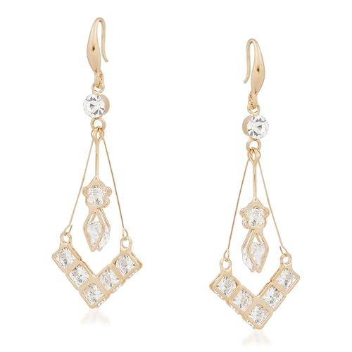 VK Jewels Cubic Zirconia Drop Earrings for Women (Golden) (vkerz1340g)