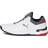 Puma Golf Men's PROADAPT ALPHACAT DISC Golf Shoe, Puma White-Navy Blazer-High Risk Red, 15
