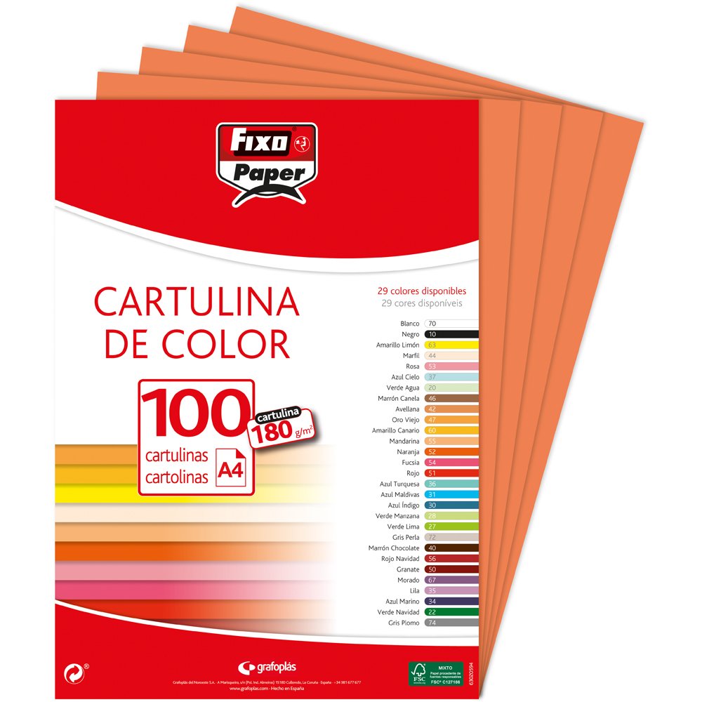 Fixo 11110455 – Pack of 100 Cards, A4, Colour Mandarin — image 1