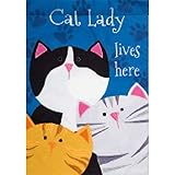 Cat Lady - Garden Size, Emboidered Applique Style, Double Sided Decorative Flag - Approx. 12 Inch X 18 Inch Copyright, Licensed and Trademarked by Custom Decor Inc.