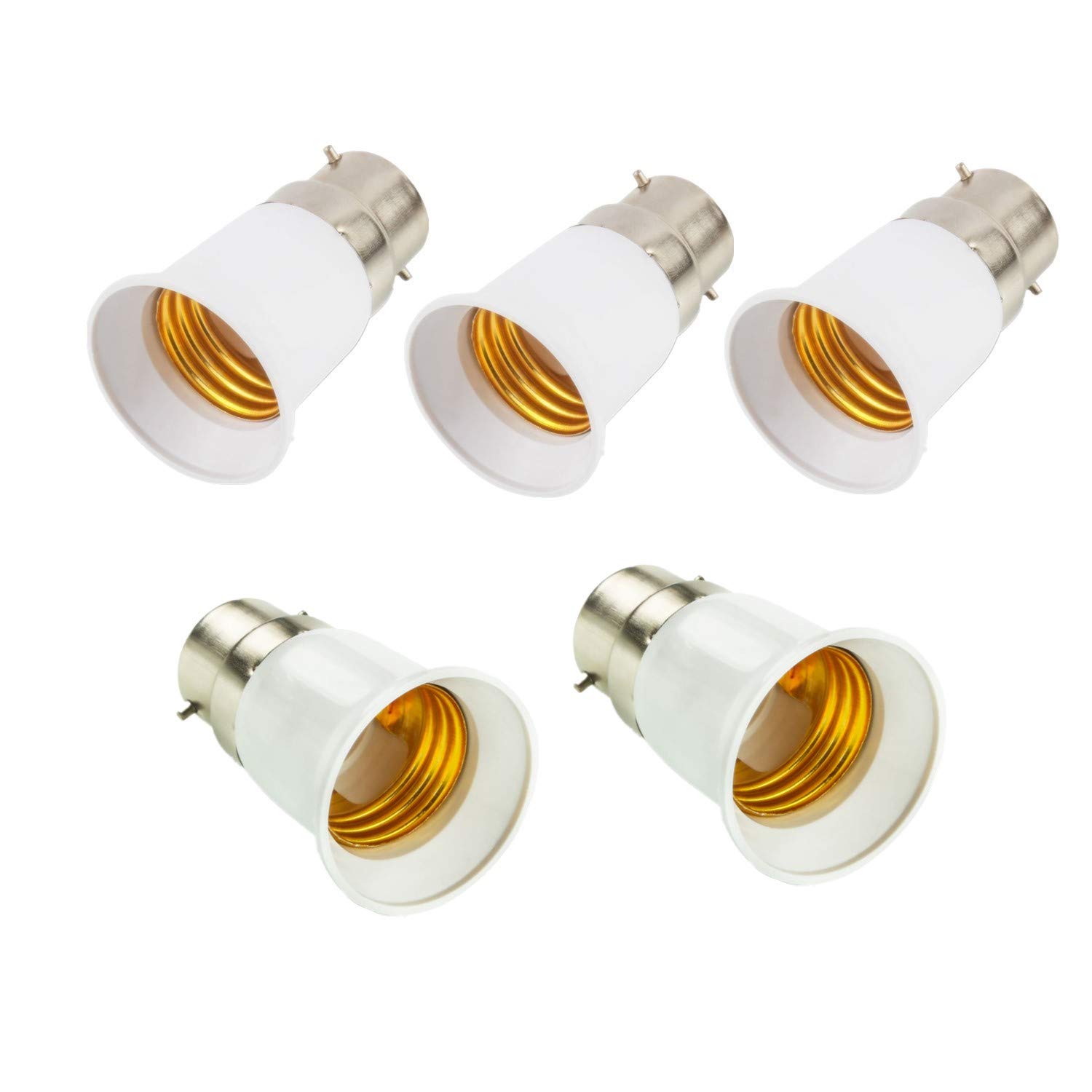 ODETOJOY B22 to E27 Converter Light Bulb Adapter Lampholder Converter Hue Lamp Socket LED Bulb Base Screw Fitting to a Bayonet Cap Fitting (5pcs)