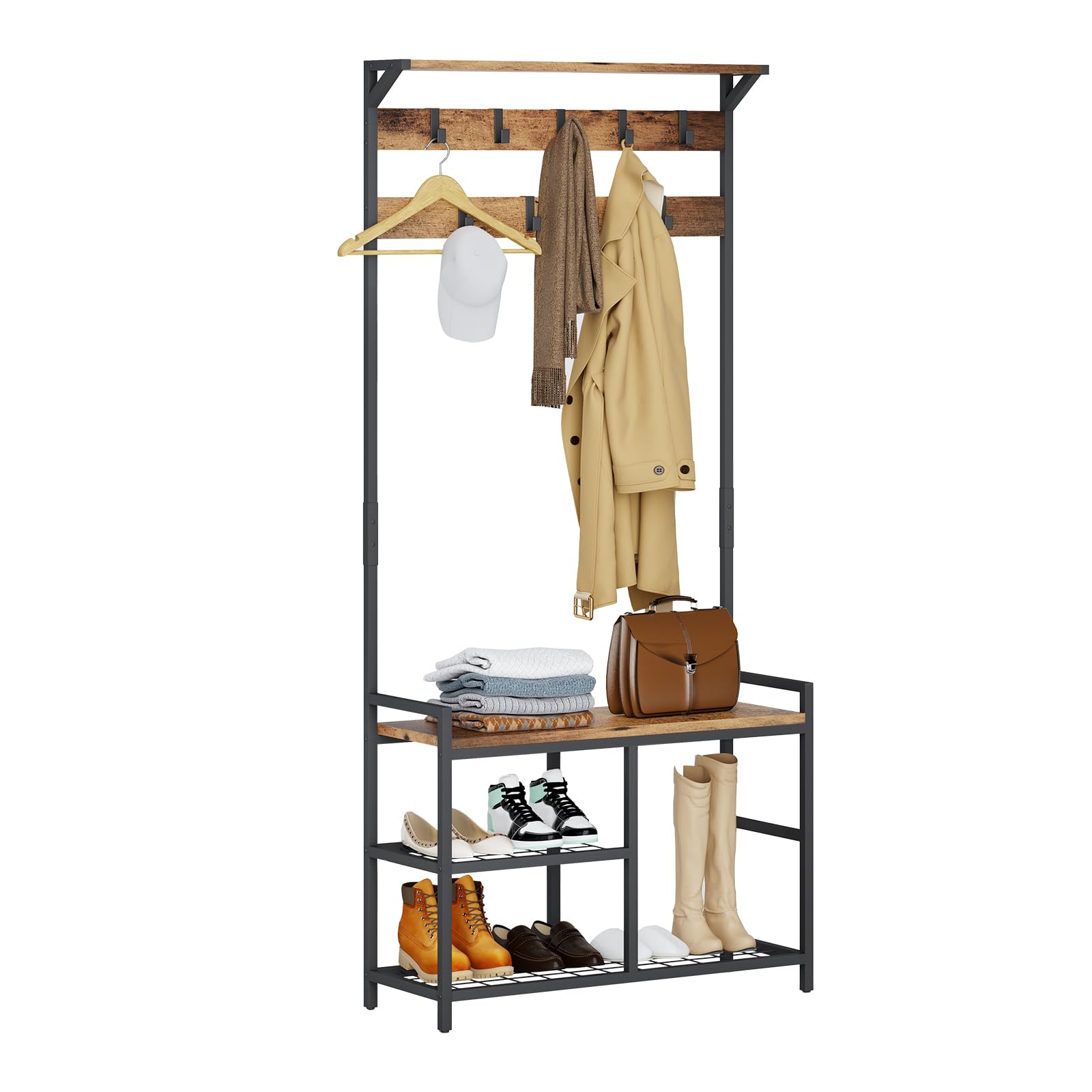 Mua HOMEKOKO Coat Rack Shoe Bench, Hall Tree Entryway Storage Bench