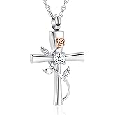 QGJNSGC Urn Necklaces for Ashes Butterfly Cremation Jewelry for Ashes for Human Cross with Crystal Butterfly Memorial Ash Pendant Keepsake Jewelry Gifts for Loss of Loved One