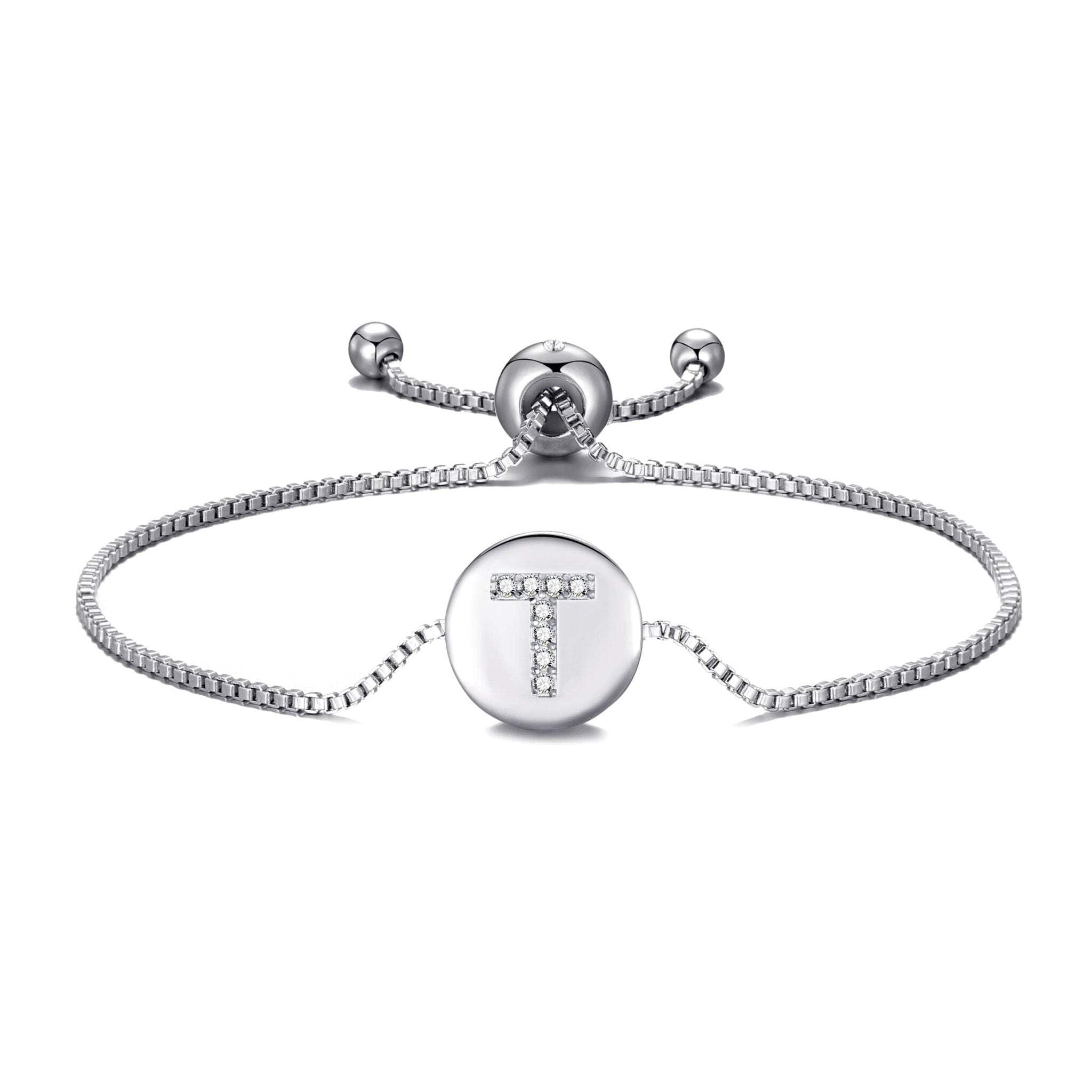 Philip Jones Initial Friendship Slider Bracelet Letter T Created with Zircondia® Crystals — image 1