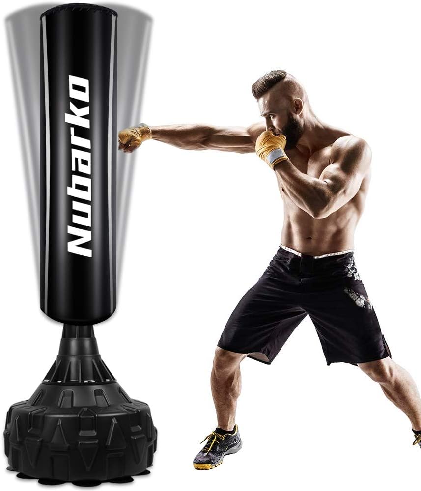 NUBARKO Freestanding Punching Bag 67''- 182lb Heavy Boxing Bag with Suction Cup Base for Adult Youth - Men Stand Kickboxing Bags Kick Punch Bag