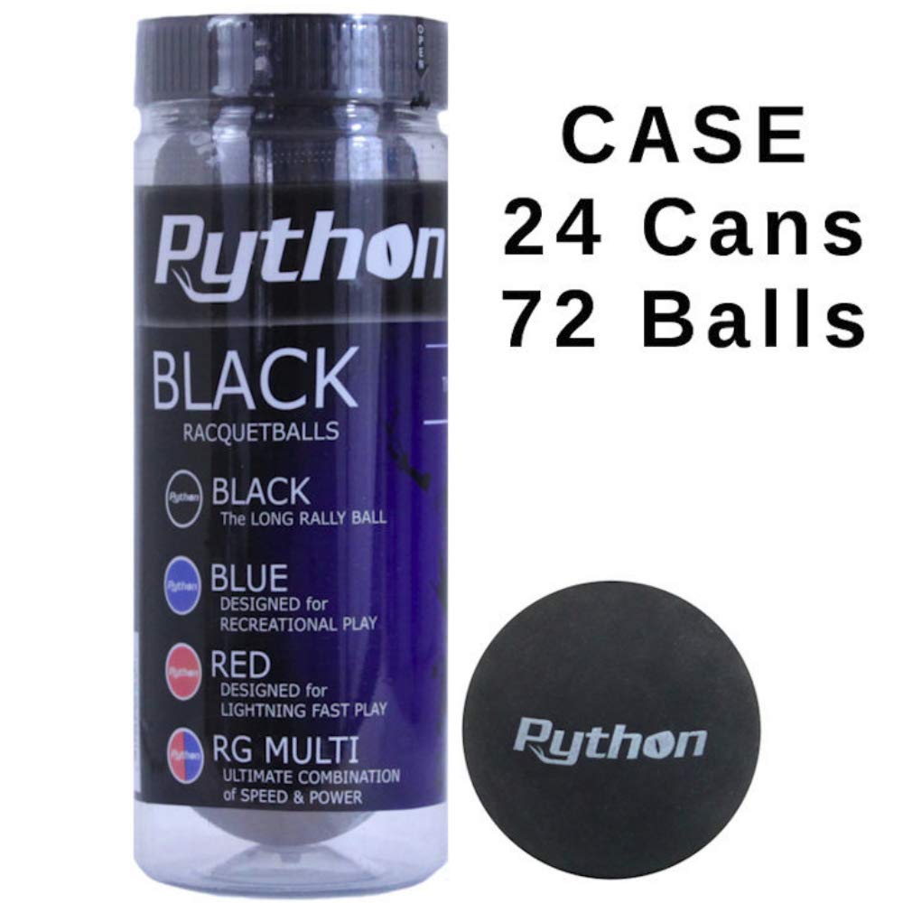 6Balls Python Racquetball Long Rally Ball! Python 3 Ball Can Black