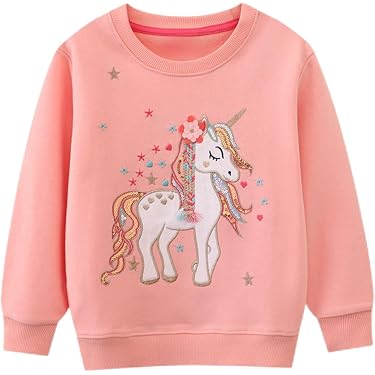 Pull De Noël Pour Fille 12 Ans - Sweat Manches Longues Col Ras Du Cou - Motifs Mignons (Père Noël, Rennes) - Taille 92-150