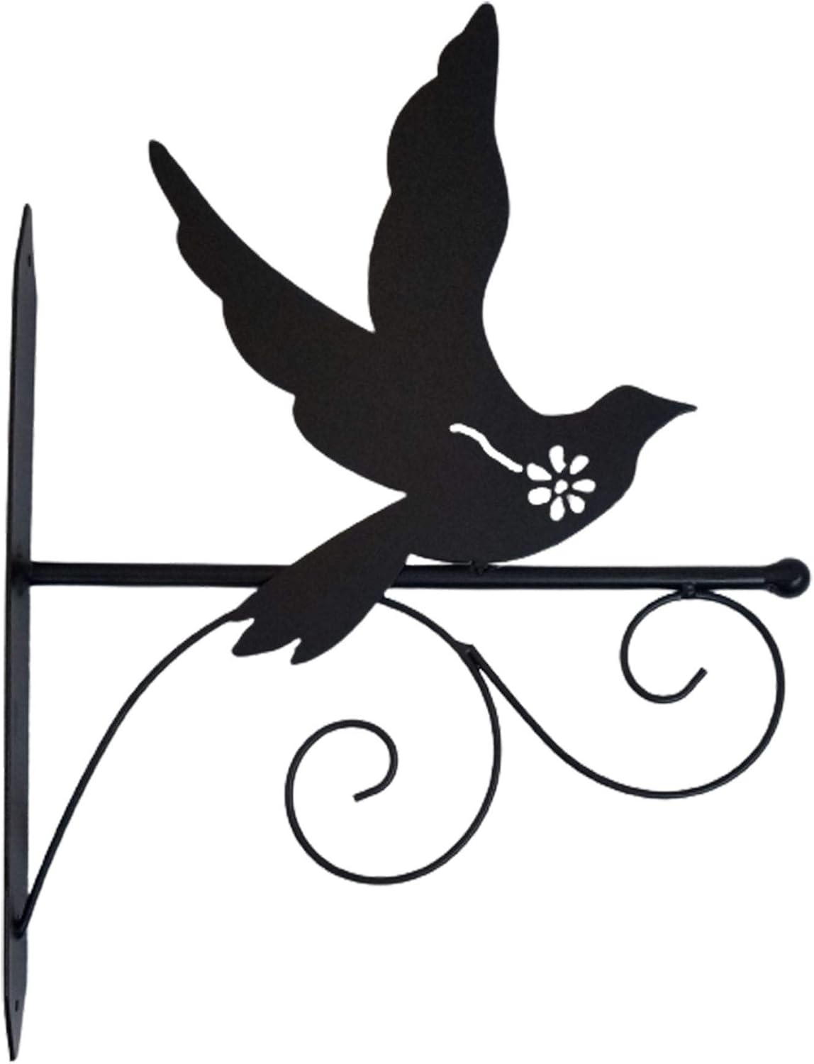 SK Style Bird Wall Bracket - Metal Hanging Bracket Black Silhouette Animal Design