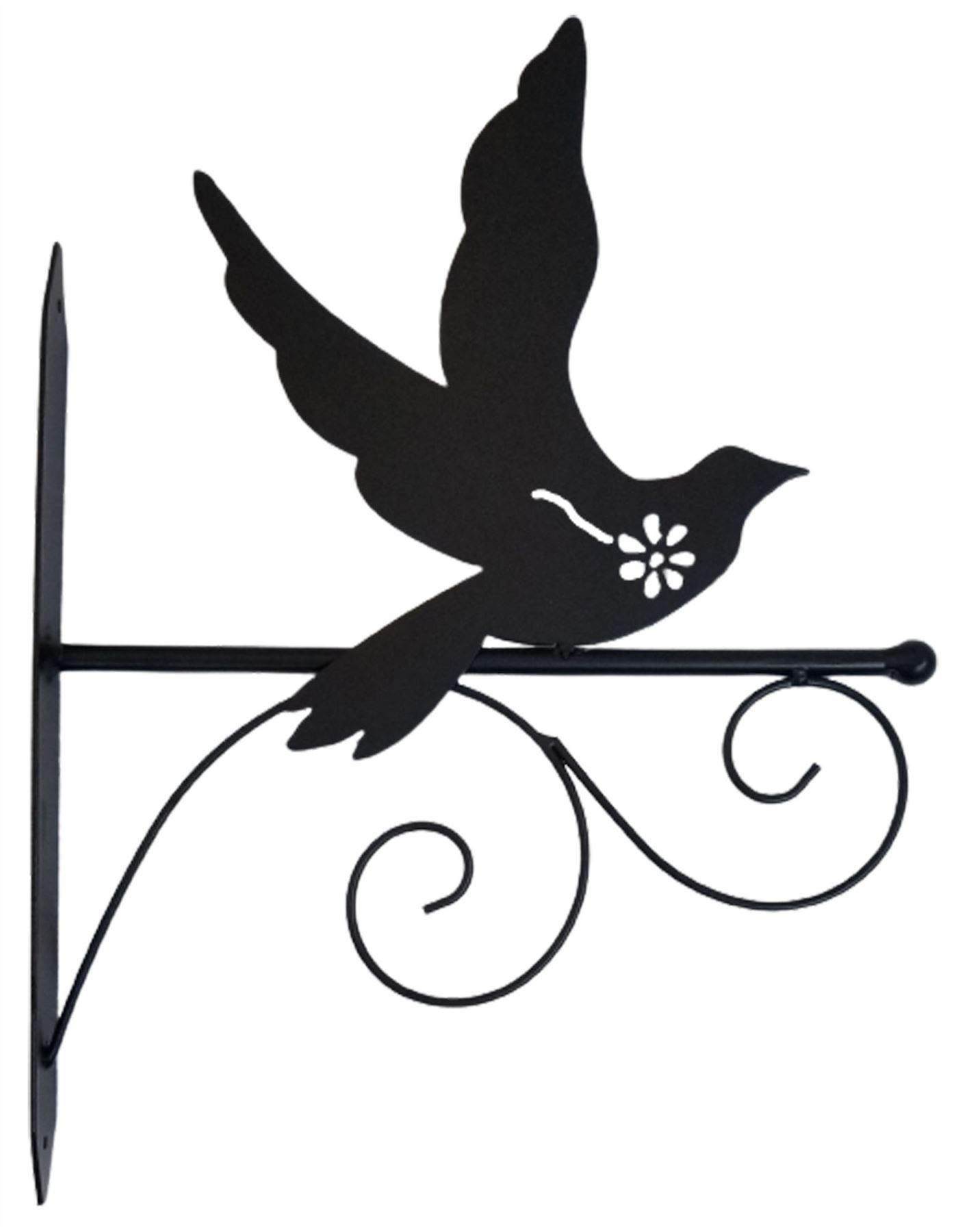 SK Style Bird Wall Bracket - Metal Hanging Bracket Black Silhouette Animal Design