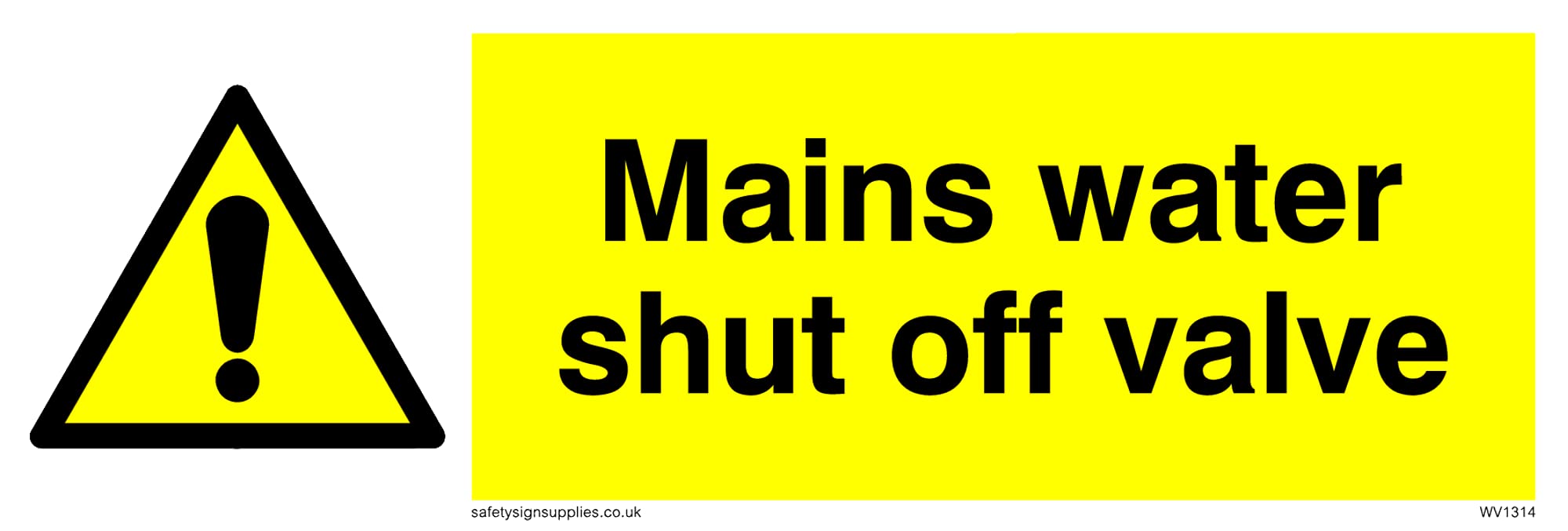 Pack of five - Mains Water Shut Off Valve Sign - 150x50mm - L15