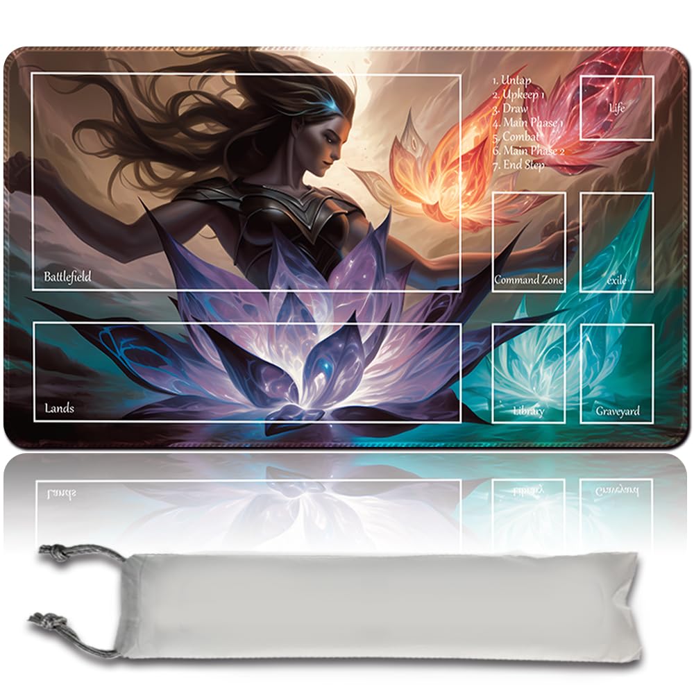 Board Game MTG Playmat + Free Waterproof Bag, Stitched Edges, Smooth Rubber Surface, MTG PlayMat with Zones (An Original Angel of Flight Alabaster Playmat) (MTG (5))
