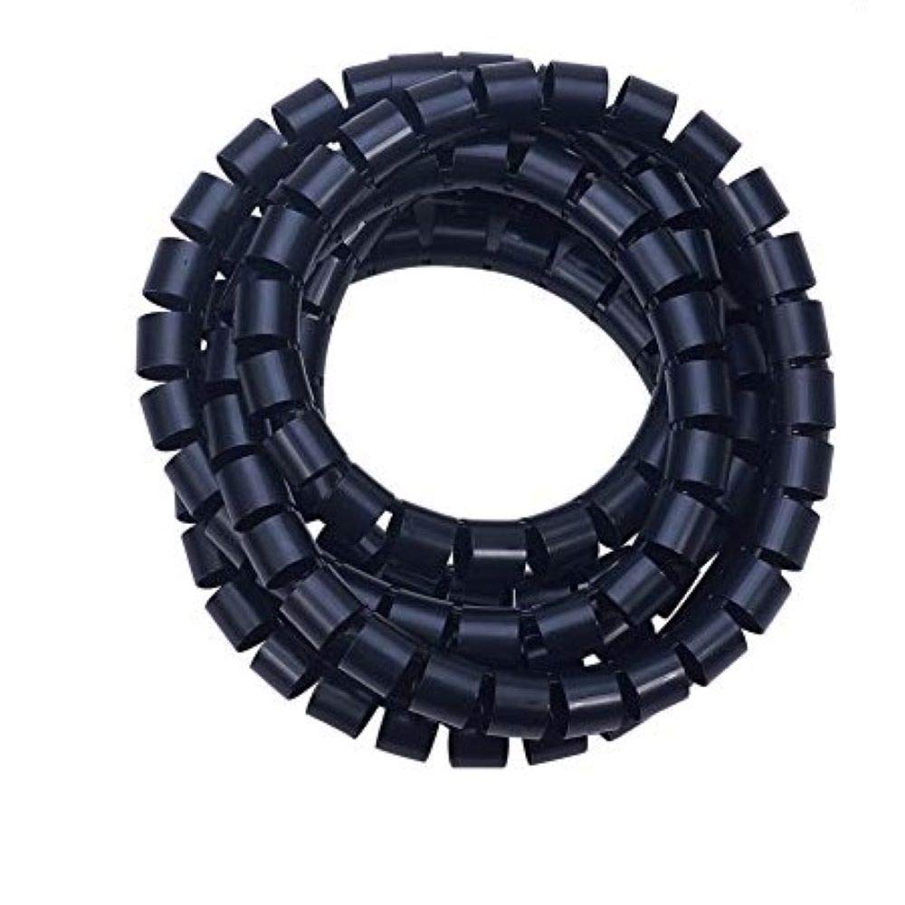 Othmro 1m Coiled Tube Sleeve-Black 16mm Dia Spiral Cable Organizer PE 1m Length Cord Cable Sleeves Spiral Wire Management Plastic Cord Wrap Good for Home Office 2PCS — image 1
