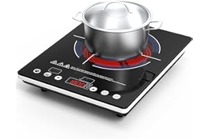ANHANE Electric Cooktop 110v,Single Burner Electric Stove Infrared Cooktop Hot Plate 1800W,4-Hour Setting,Black Crystal Glass Surface Compatible for All Cookware